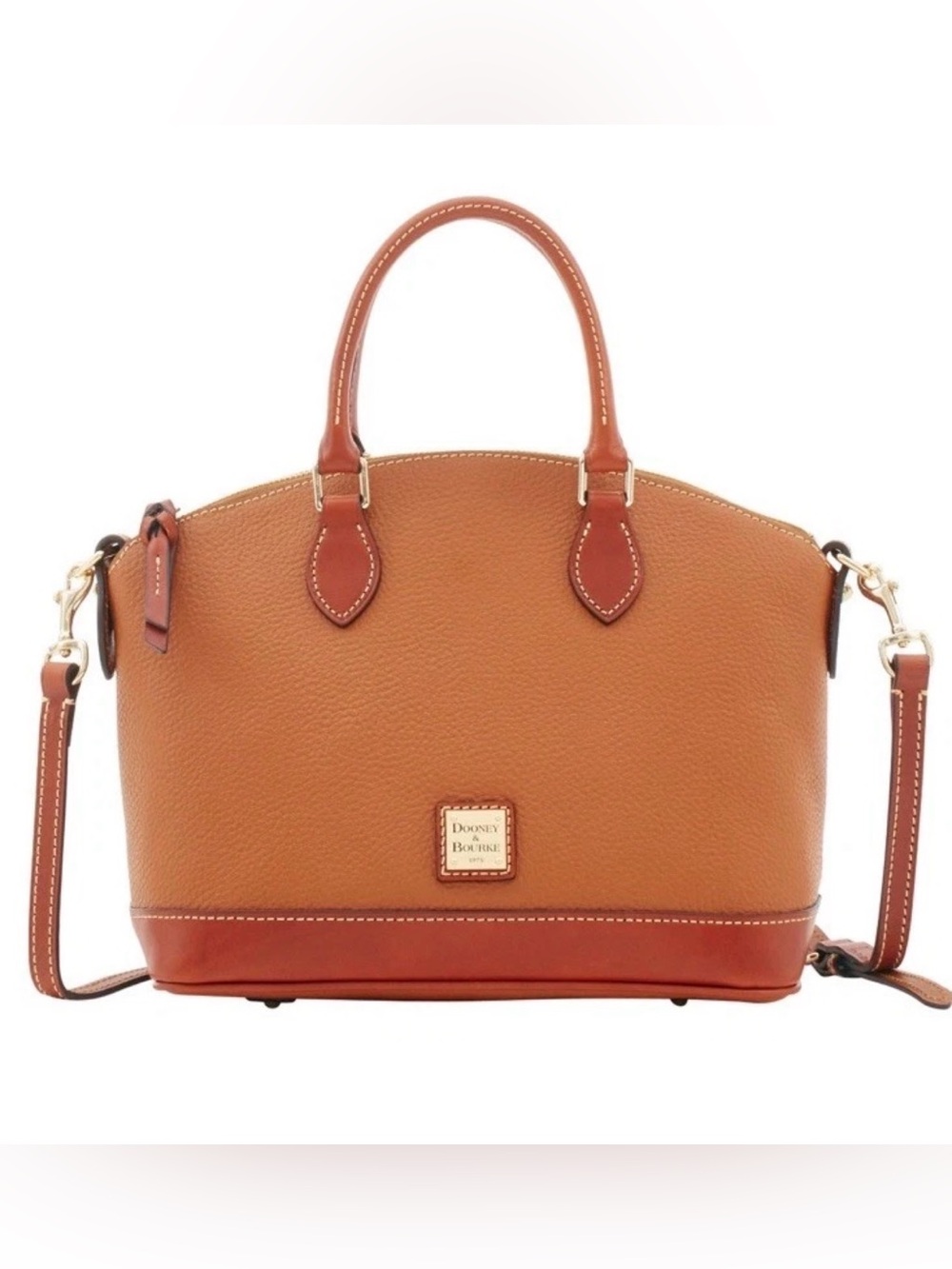 Dooney & Bourke Two-Tone Tan and Cognac Dome Satchel